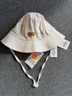 NWT Dozer floppy hat “Collier” oatmeal color size 0-12m 50+ UPF sun protection